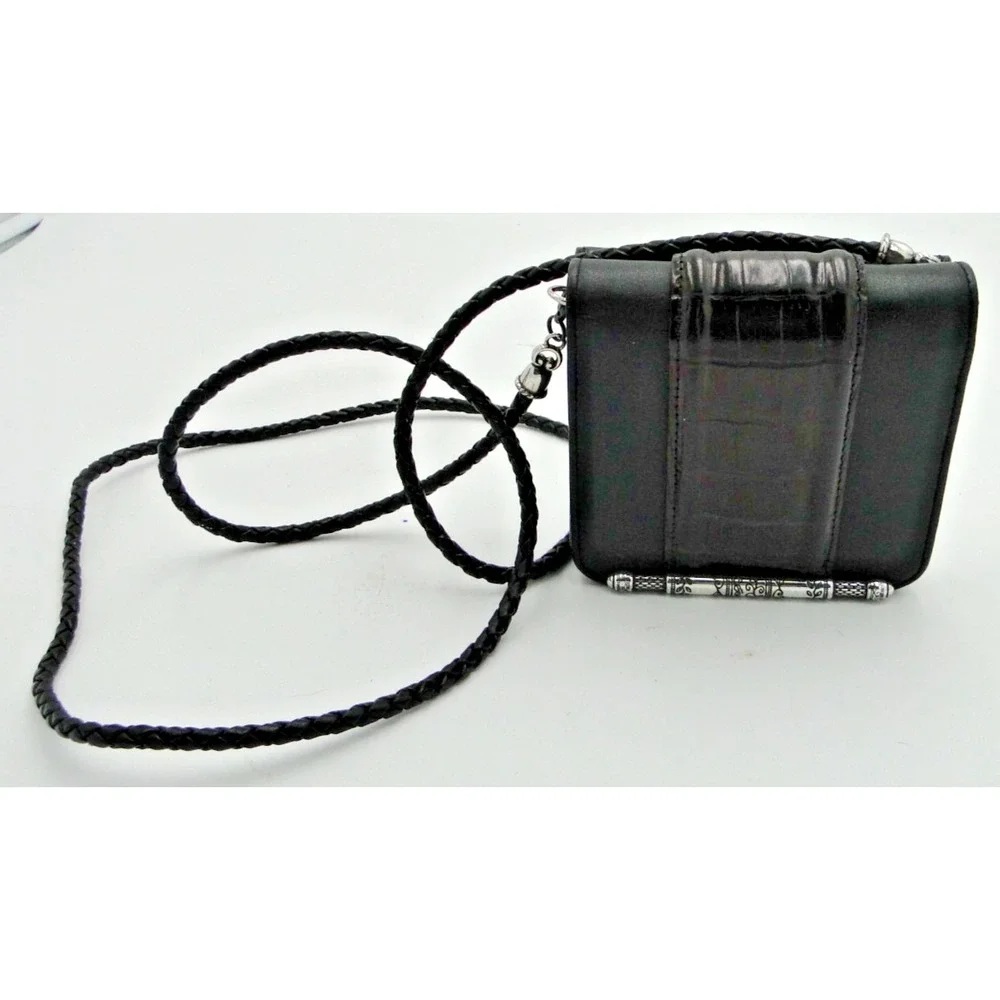 Brighton Black‎ Leather And Croc Wallet Crossbody Belt Purse